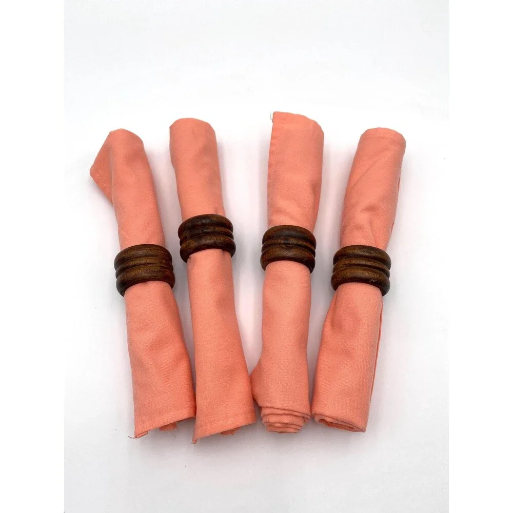 Set of 4 Peach Cotton Napkins